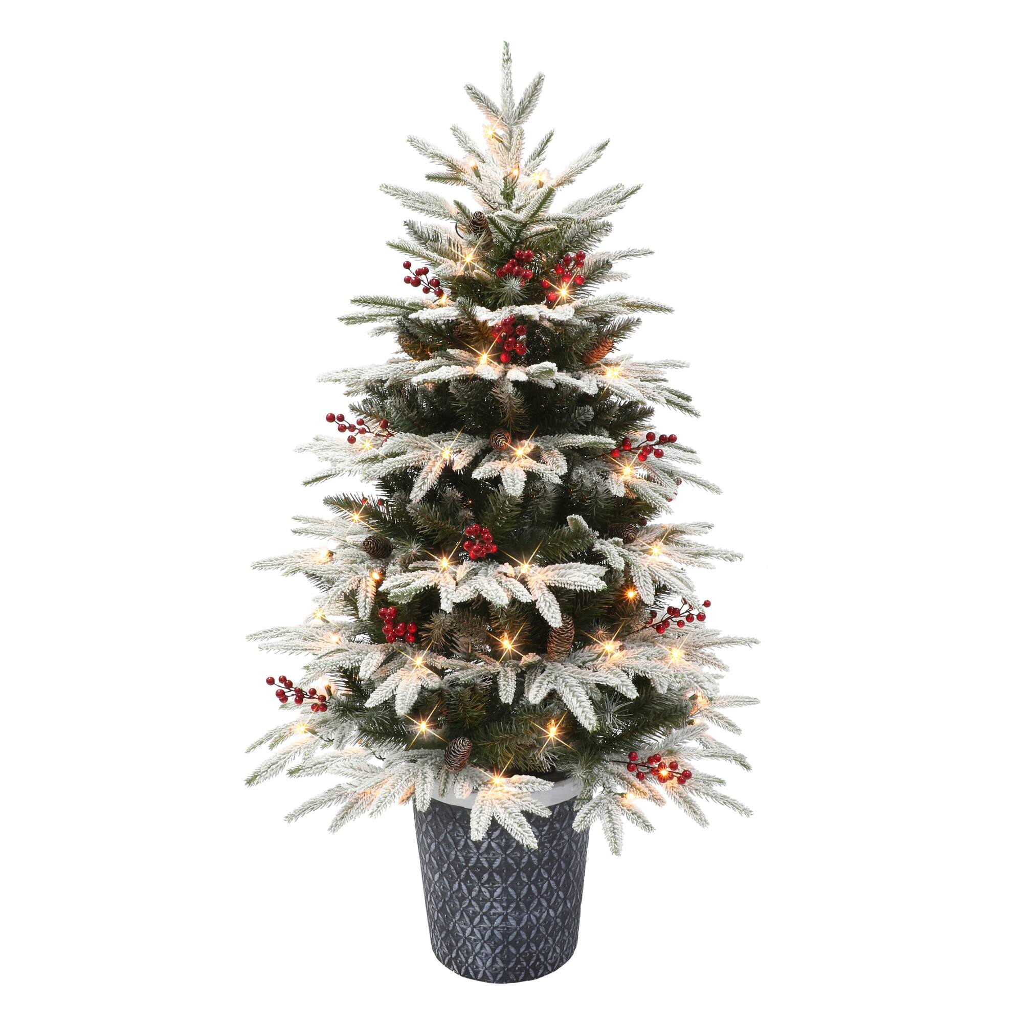 6 Pack: 4.5ft. Pre-Lit Halifax Fir Artificial Potted Christmas Tree, Clear Lights